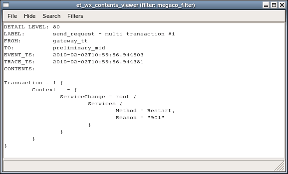 A textual Megaco message A textual Megaco message